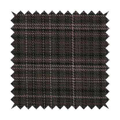 Priya Designer Tartan Pattern Chenille Upholstery Fabric Pink Colour