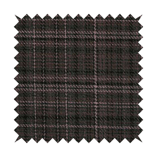 Priya Designer Tartan Pattern Chenille Upholstery Fabric Pink Colour