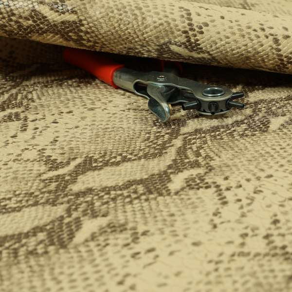 Python Raise Scales Textured Pattern Wheat Brown Colour Faux Leather Vinyl Upholstery Material