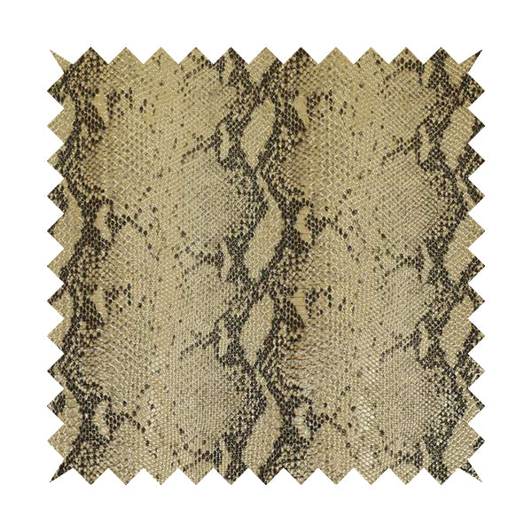 Python Raise Scales Textured Pattern Golden Metallic Brown Colour Faux Leather Vinyl Upholstery Material