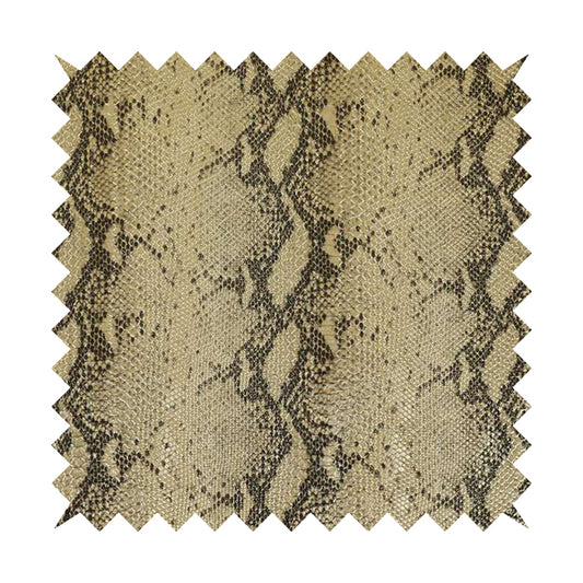Python Raise Scales Textured Pattern Golden Metallic Brown Colour Faux Leather Vinyl Upholstery Material