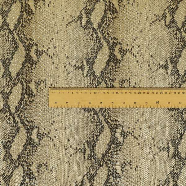 Python Raise Scales Textured Pattern Golden Metallic Brown Colour Faux Leather Vinyl Upholstery Material