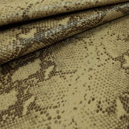 Python Raise Scales Textured Pattern Peanut Brown Colour Faux Leather Vinyl Upholstery Material