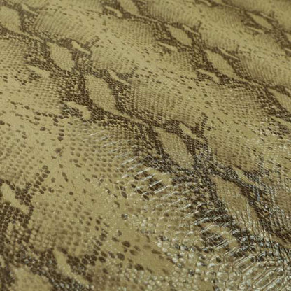 Python Raise Scales Textured Pattern Peanut Brown Colour Faux Leather Vinyl Upholstery Material