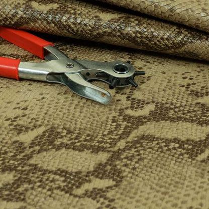 Python Raise Scales Textured Pattern Peanut Brown Colour Faux Leather Vinyl Upholstery Material