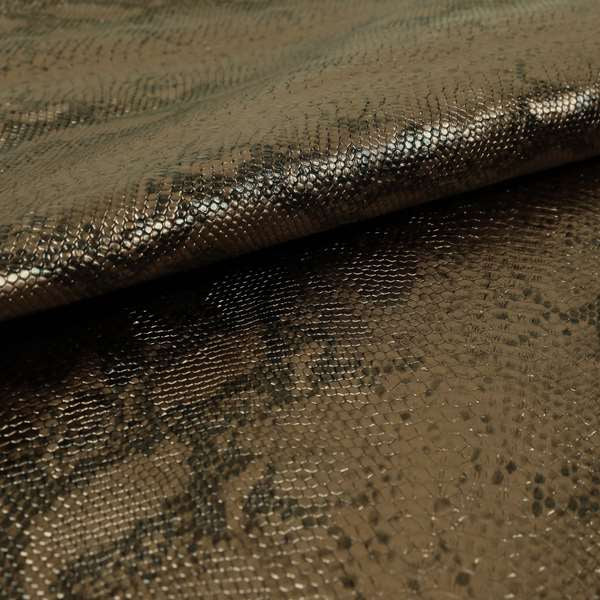 Python Raise Scales Textured Pattern Jewel Bronze Brown Colour Faux Leather Vinyl Upholstery Material