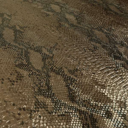 Python Raise Scales Textured Pattern Jewel Bronze Brown Colour Faux Leather Vinyl Upholstery Material