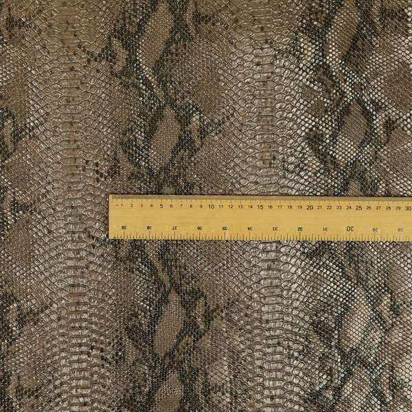 Python Raise Scales Textured Pattern Jewel Bronze Brown Colour Faux Leather Vinyl Upholstery Material