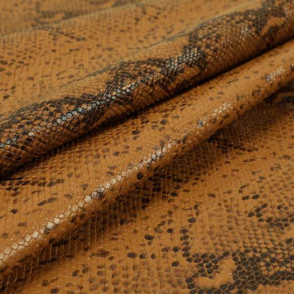 Python Raise Scales Textured Pattern Tan Brown Colour Faux Leather Vinyl Upholstery Material