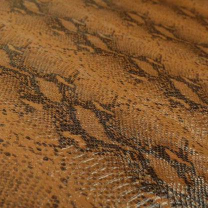 Python Raise Scales Textured Pattern Tan Brown Colour Faux Leather Vinyl Upholstery Material