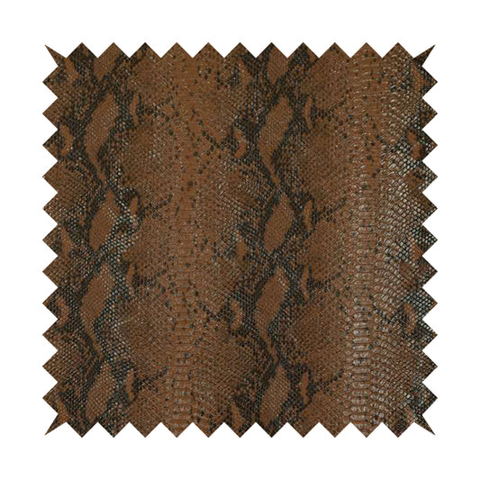 Python Raise Scales Textured Pattern Coffee Brown Colour Faux Leather Vinyl Upholstery Material