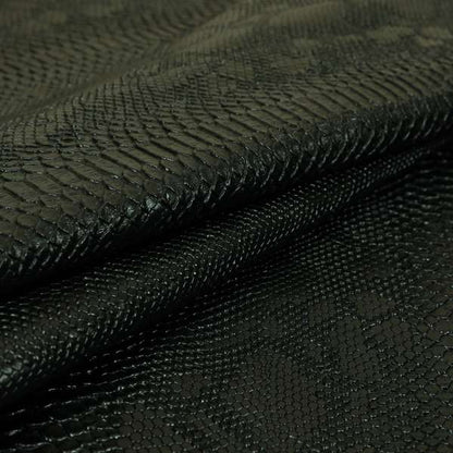 Python Raise Scales Textured Pattern Black Colour Faux Leather Vinyl Upholstery Material