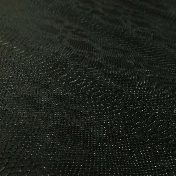 Python Raise Scales Textured Pattern Black Colour Faux Leather Vinyl Upholstery Material