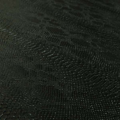 Python Raise Scales Textured Pattern Black Colour Faux Leather Vinyl Upholstery Material