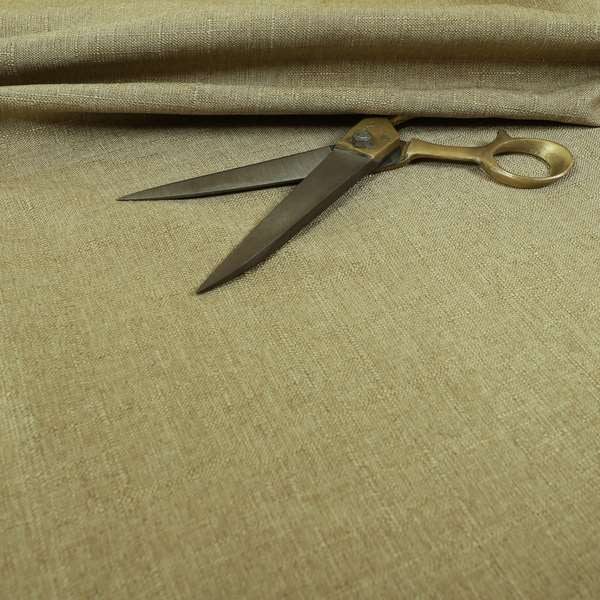 Regent Woven Look Plain Chenille Material Upholstery Fabric In Golden Beige Colour - Roman Blinds