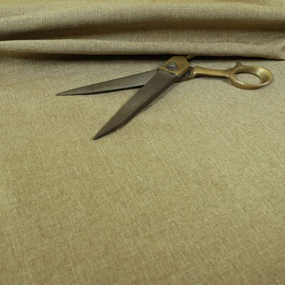 Regent Woven Look Plain Chenille Material Upholstery Fabric In Golden Beige Colour - Made To Measure Curtains