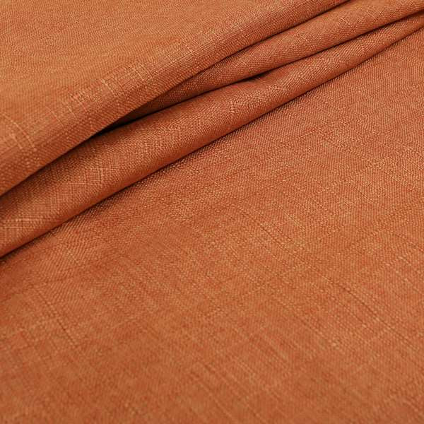 Regent Woven Look Plain Chenille Material Upholstery Fabric In Orange Colour - Made To Measure Curtains