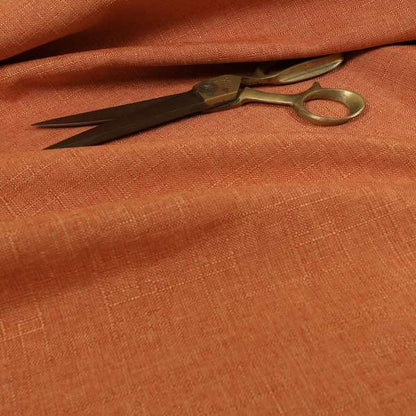 Regent Woven Look Plain Chenille Material Upholstery Fabric In Orange Colour - Made To Measure Curtains