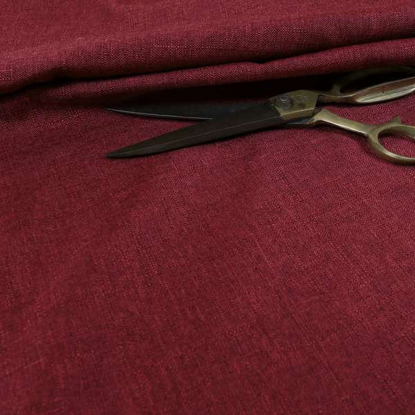 Regent Woven Look Plain Chenille Material Upholstery Fabric In Red Colour