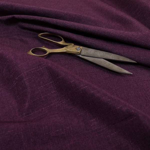 Regent Woven Look Plain Chenille Material Upholstery Fabric In Purple Colour - Made To Measure Curtains