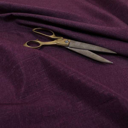 Regent Woven Look Plain Chenille Material Upholstery Fabric In Purple Colour - Made To Measure Curtains