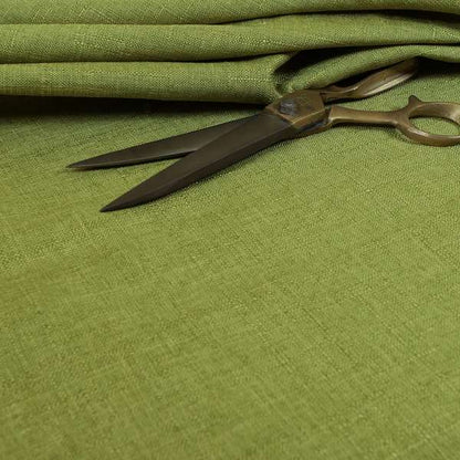 Regent Woven Look Plain Chenille Material Upholstery Fabric In Green Colour - Roman Blinds