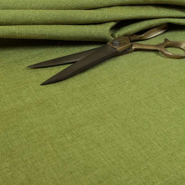 Regent Woven Look Plain Chenille Material Upholstery Fabric In Green Colour - Made To Measure Curtains