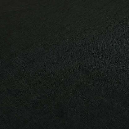 Regent Woven Look Plain Chenille Material Upholstery Fabric In Black Colour - Made To Measure Curtains