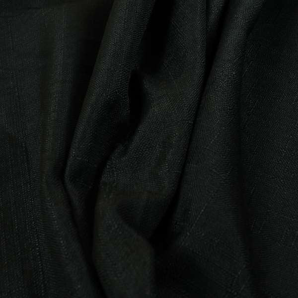 Regent Woven Look Plain Chenille Material Upholstery Fabric In Black Colour - Made To Measure Curtains