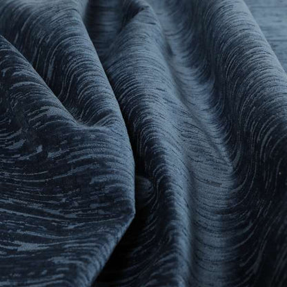 Rio Soft Textured Velvet Upholstery Fabrics In Denim Blue Colour - Roman Blinds