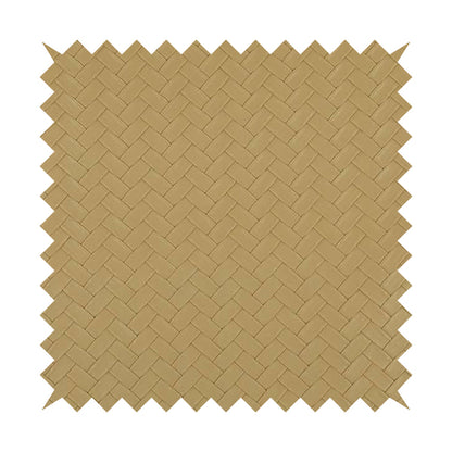 Rodeo Basketweave Pattern Semi Plain Faux Leather In Beige Colour Upholstery Fabric