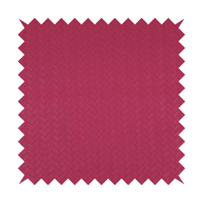 Rodeo Basketweave Pattern Semi Plain Faux Leather In Pink Colour Upholstery Fabric