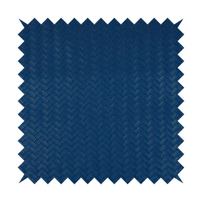 Rodeo Basketweave Pattern Semi Plain Faux Leather In Blue Colour Upholstery Fabric