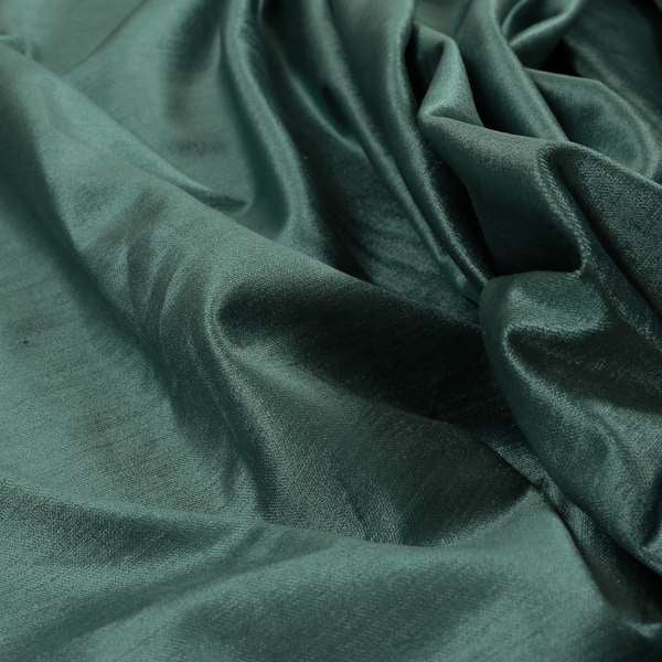 Rome Designer Silk Shine Velvet Effect Chenille Plain Furnishing Fabric In Blue Teal Colour - Made To Measure Curtains