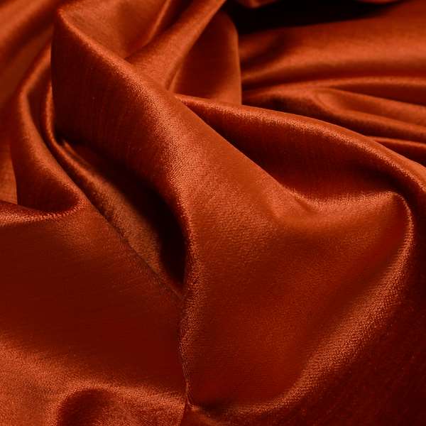 Rome Designer Silk Shine Velvet Effect Chenille Plain Furnishing Fabric In Orange Colour - Made To Measure Curtains