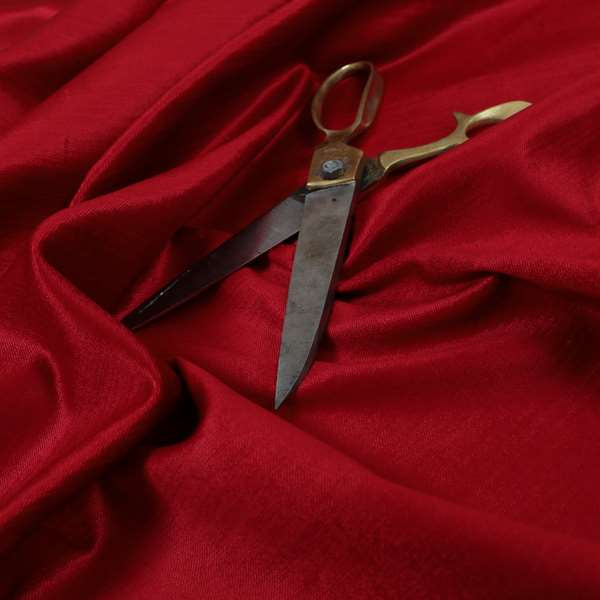 Rome Designer Silk Shine Velvet Effect Chenille Plain Furnishing Fabric In Red Colour