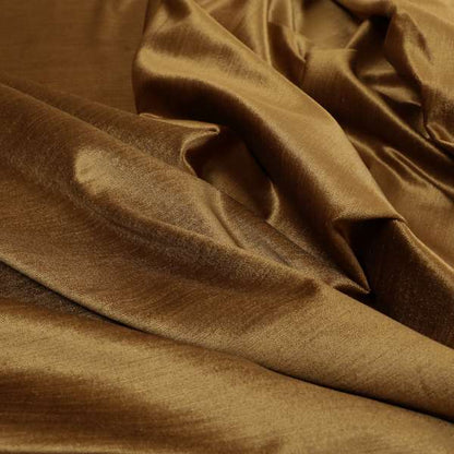 Rome Designer Silk Shine Velvet Effect Chenille Plain Furnishing Fabric In Gold Colour - Made To Measure Curtains