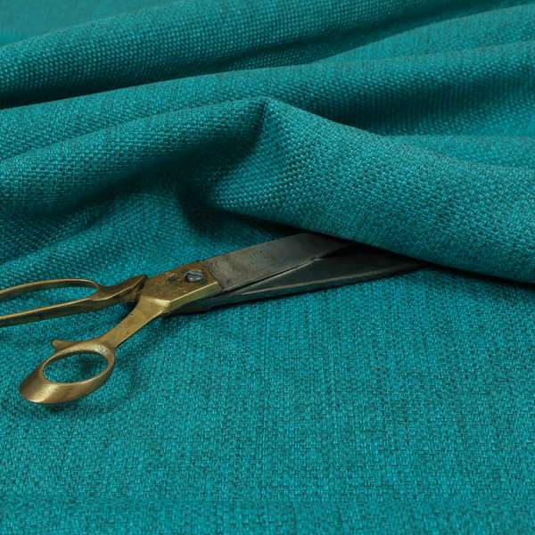 Romeo Modern Furnishing Soft Textured Plain Jacquard Basket Weave Fabric In Aqua Teal Colour