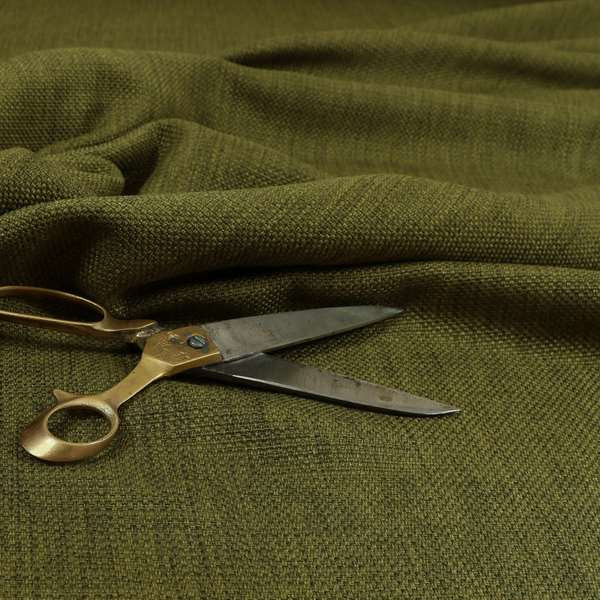 Romeo Modern Furnishing Soft Textured Plain Jacquard Basket Weave Fabric In Kaki Green Colour - Made To Measure Curtains