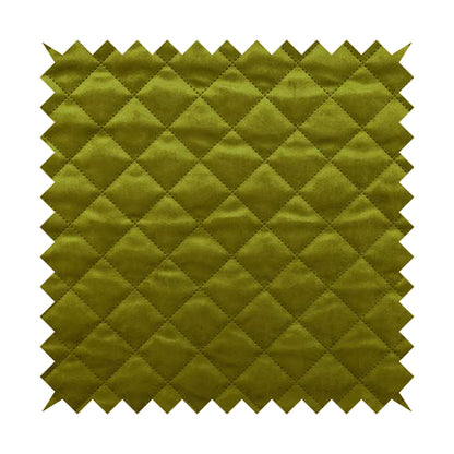 Rothko Quilted Velvet Plain Upholstery Fabric In Lime Green Colour - Roman Blinds