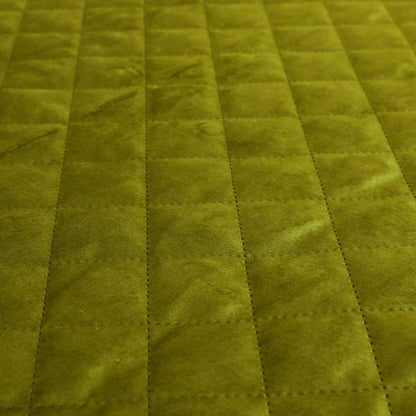 Rothko Quilted Velvet Plain Upholstery Fabric In Lime Green Colour - Roman Blinds