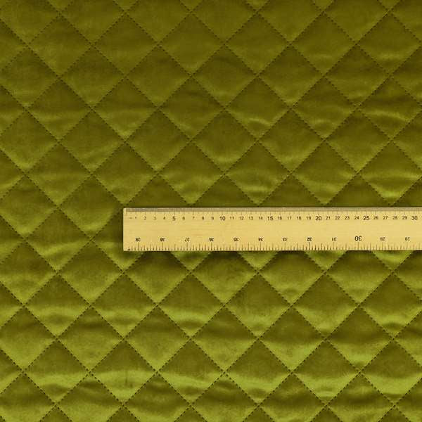 Rothko Quilted Velvet Plain Upholstery Fabric In Lime Green Colour - Roman Blinds