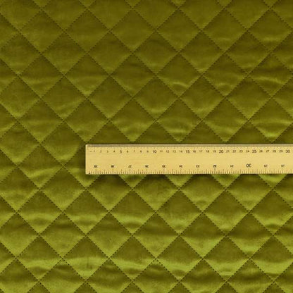 Rothko Quilted Velvet Plain Upholstery Fabric In Lime Green Colour - Handmade Cushions