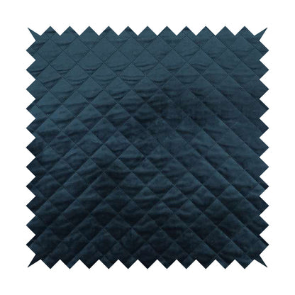 Rothko Quilted Velvet Plain Upholstery Fabric In Navy Blue Colour - Roman Blinds