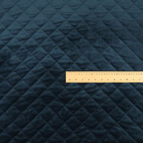 Rothko Quilted Velvet Plain Upholstery Fabric In Navy Blue Colour - Handmade Cushions