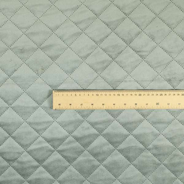 Rothko Quilted Velvet Plain Upholstery Fabric In Light Blue Colour - Roman Blinds