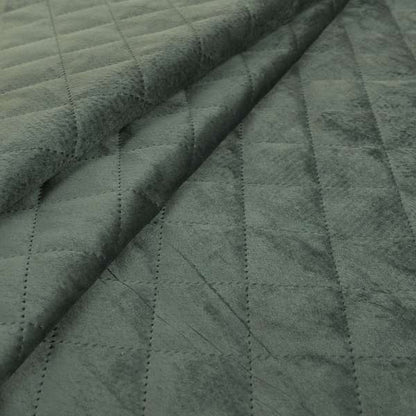 Rothko Quilted Velvet Plain Upholstery Fabric In Grey Colour - Roman Blinds