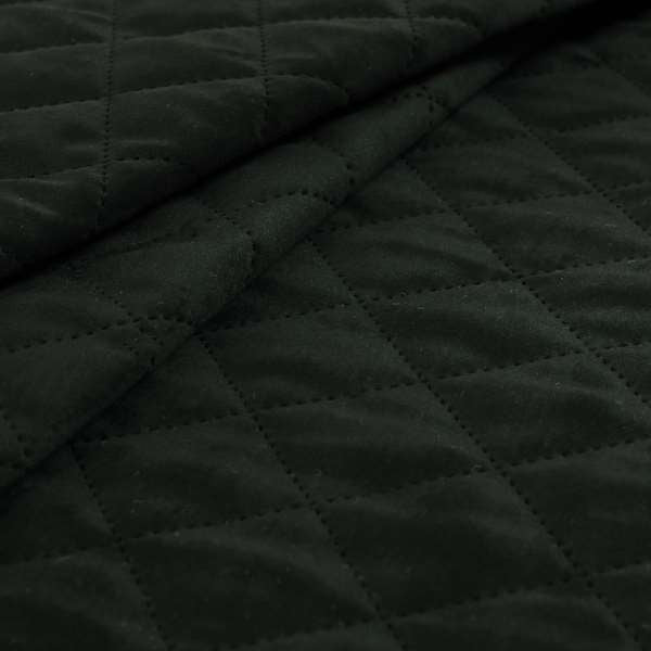 Rothko Quilted Velvet Plain Upholstery Fabric In Black Colour - Roman Blinds