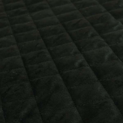 Rothko Quilted Velvet Plain Upholstery Fabric In Black Colour - Roman Blinds