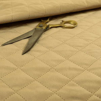 Rothko Quilted Velvet Plain Upholstery Fabric In Beige Colour - Roman Blinds